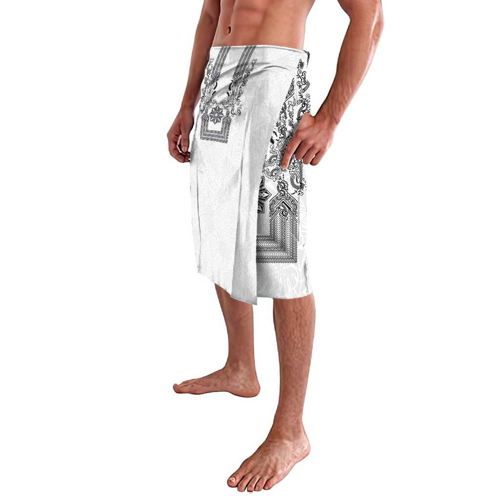 Philippines Barong Style Lavalava with Polynesian Art and Leaf Motif Black-White Color LT03 - Polynesian Pride