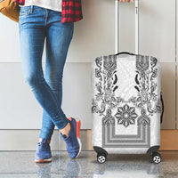 Philippines Barong Style Luggage Cover with Polynesian Art and Leaf Motif Black-White Color LT03 - Polynesian Pride