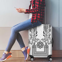 Philippines Barong Style Luggage Cover with Polynesian Art and Leaf Motif Black-White Color LT03 - Polynesian Pride