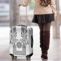 Philippines Barong Style Luggage Cover with Polynesian Art and Leaf Motif Black-White Color LT03 - Polynesian Pride