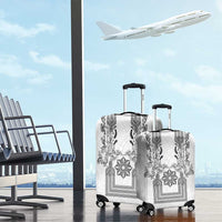 Philippines Barong Style Luggage Cover with Polynesian Art and Leaf Motif Black-White Color LT03 - Polynesian Pride