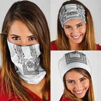 Philippines Barong Style Neck Gaiter with Polynesian Art and Leaf Motif Black-White Color LT03 - Polynesian Pride