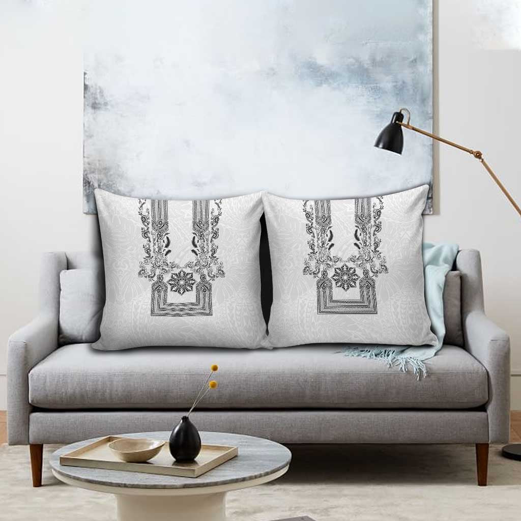 Philippines Barong Style Pillow Cover with Polynesian Art and Leaf Motif Black-White Color LT03 - Polynesian Pride