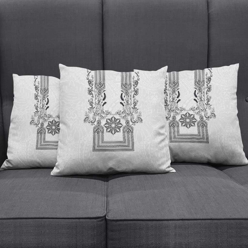 Philippines Barong Style Pillow Cover with Polynesian Art and Leaf Motif Black-White Color LT03 - Polynesian Pride