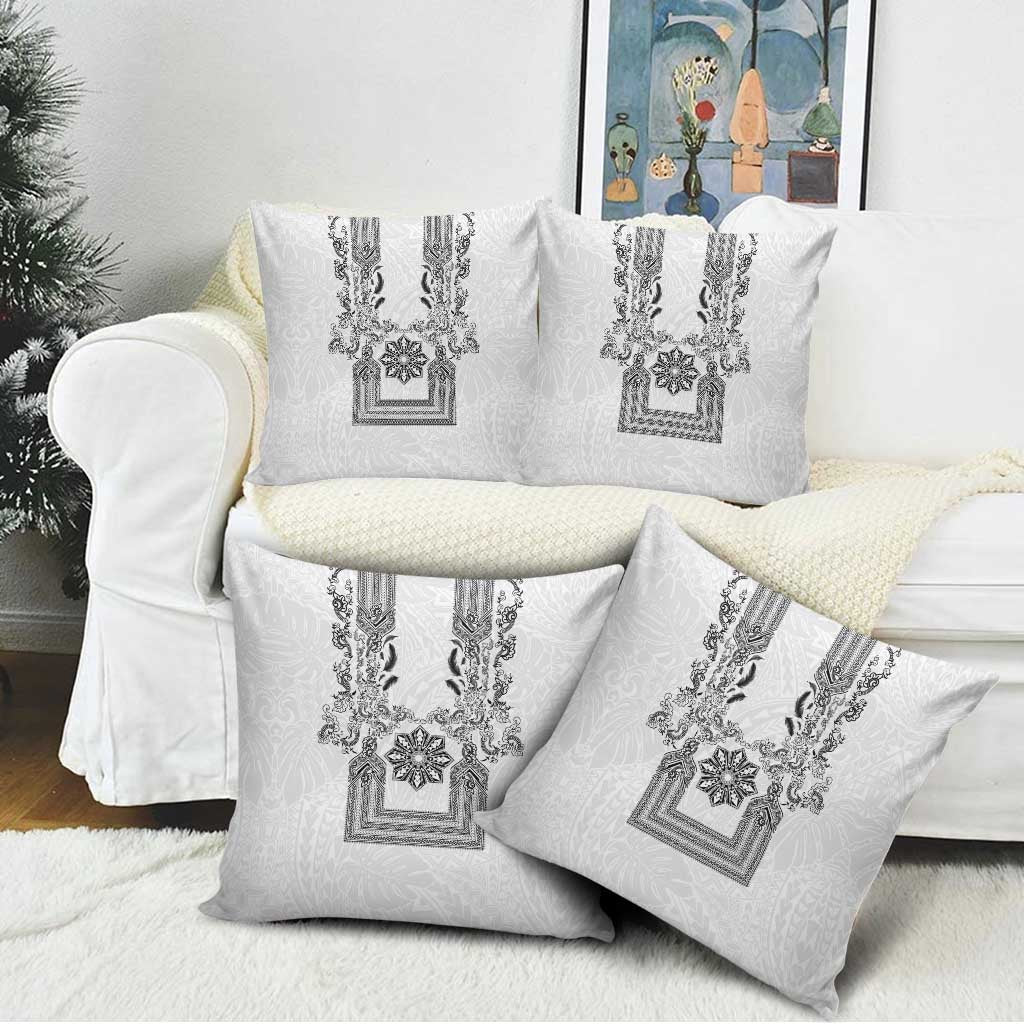 Philippines Barong Style Pillow Cover with Polynesian Art and Leaf Motif Black-White Color LT03 - Polynesian Pride