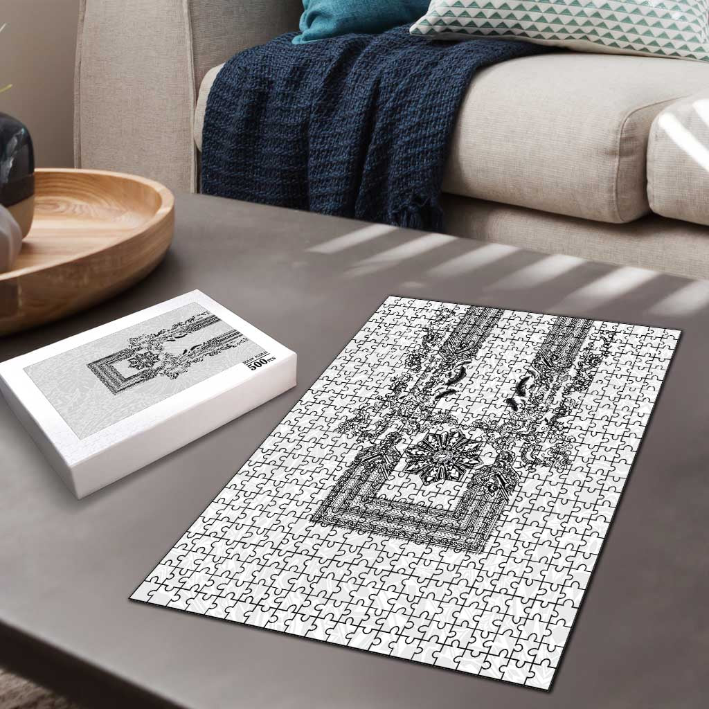 Philippines Barong Style Puzzle with Polynesian Art and Leaf Motif Black-White Color LT03 - Polynesian Pride