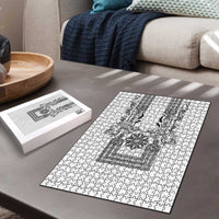 Philippines Barong Style Puzzle with Polynesian Art and Leaf Motif Black-White Color LT03 - Polynesian Pride