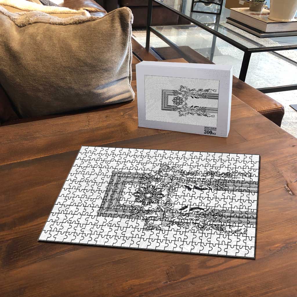 Philippines Barong Style Puzzle with Polynesian Art and Leaf Motif Black-White Color LT03 - Polynesian Pride