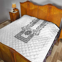 Philippines Barong Style Quilt with Polynesian Art and Leaf Motif Black-White Color