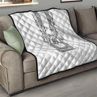 Philippines Barong Style Quilt with Polynesian Art and Leaf Motif Black-White Color