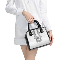 Philippines Barong Style Shoulder Handbag with Polynesian Art and Leaf Motif Black-White Color LT03 - Polynesian Pride