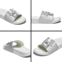 Philippines Barong Style Slide Sandals with Polynesian Art and Leaf Motif Black-White Color LT03 - Polynesian Pride