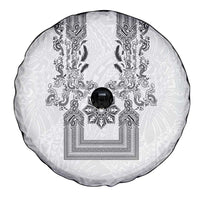 Philippines Barong Style Spare Tire Cover with Polynesian Art and Leaf Motif Black-White Color LT03 - Polynesian Pride