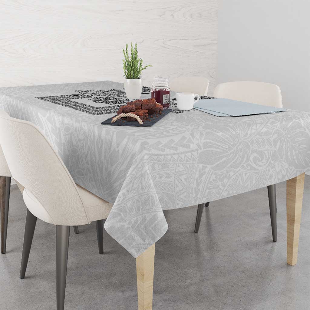 Philippines Barong Style Tablecloth with Polynesian Art and Leaf Motif Black-White Color LT03 - Polynesian Pride