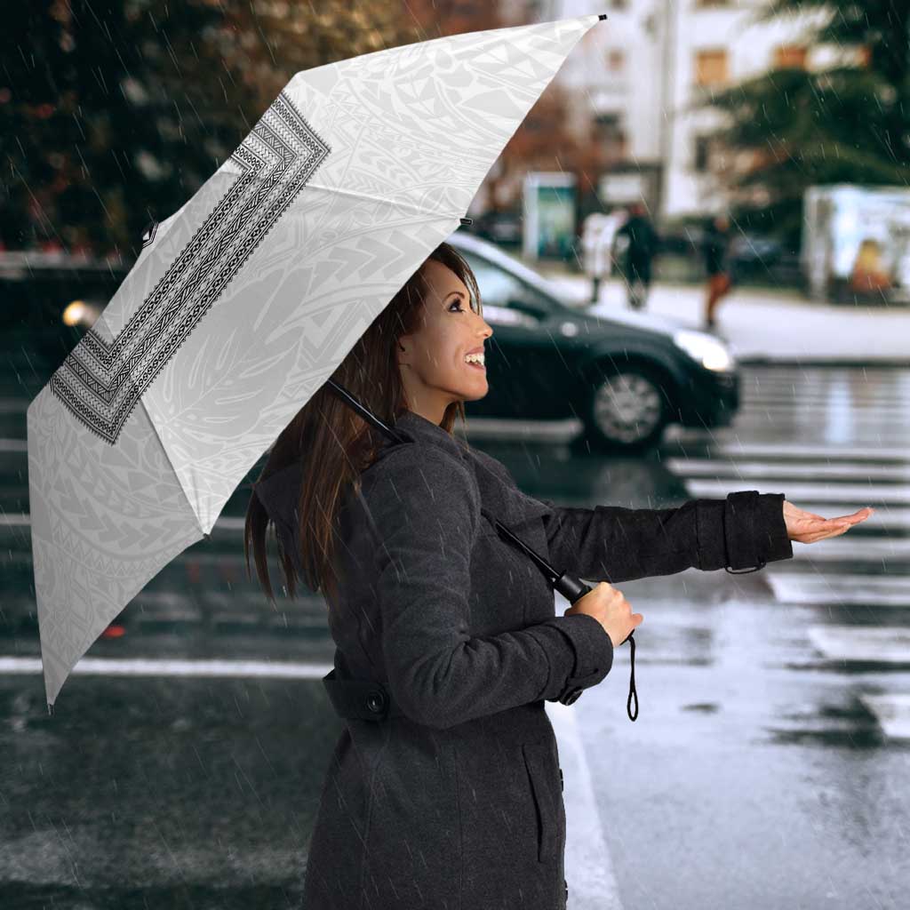 Philippines Barong Style Umbrella with Polynesian Art and Leaf Motif Black-White Color LT03 - Polynesian Pride