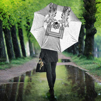 Philippines Barong Style Umbrella with Polynesian Art and Leaf Motif Black-White Color LT03 - Polynesian Pride