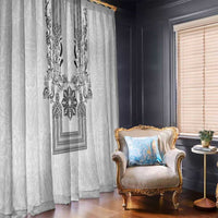Philippines Barong Style Window Curtain with Polynesian Art and Leaf Motif Black-White Color LT03 - Polynesian Pride