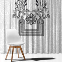 Philippines Barong Style Window Curtain with Polynesian Art and Leaf Motif Black-White Color LT03 - Polynesian Pride