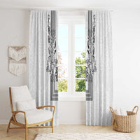 Philippines Barong Style Window Curtain with Polynesian Art and Leaf Motif Black-White Color LT03 - Polynesian Pride