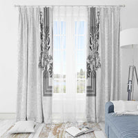 Philippines Barong Style Window Curtain with Polynesian Art and Leaf Motif Black-White Color LT03 - Polynesian Pride