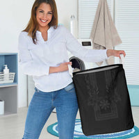 Philippines Barong Style Laundry Basket with Polynesian Art and Leaf Motif Black Color LT03 - Polynesian Pride