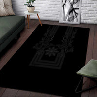Philippines Barong Style Area Rug with Polynesian Art and Leaf Motif Black Color LT03 Black - Polynesian Pride