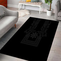 Philippines Barong Style Area Rug with Polynesian Art and Leaf Motif Black Color LT03 - Polynesian Pride
