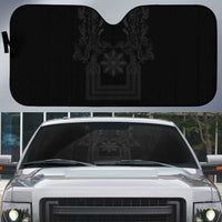 Philippines Barong Style Auto Sun Shade with Polynesian Art and Leaf Motif Black Color LT03 Black - Polynesian Pride