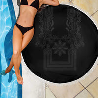Philippines Barong Style Beach Blanket with Polynesian Art and Leaf Motif Black Color LT03 - Polynesian Pride