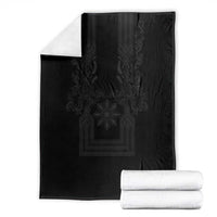Philippines Barong Style Blanket with Polynesian Art and Leaf Motif Black Color LT03 - Polynesian Pride