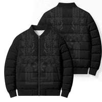 Philippines Barong Style Bomber Puffer Jacket with Polynesian Art and Leaf Motif Black Color LT03 - Polynesian Pride