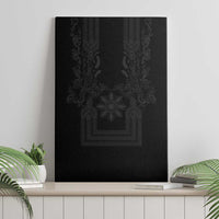 Philippines Barong Style Canvas Wall Art with Polynesian Art and Leaf Motif Black Color LT03 - Polynesian Pride