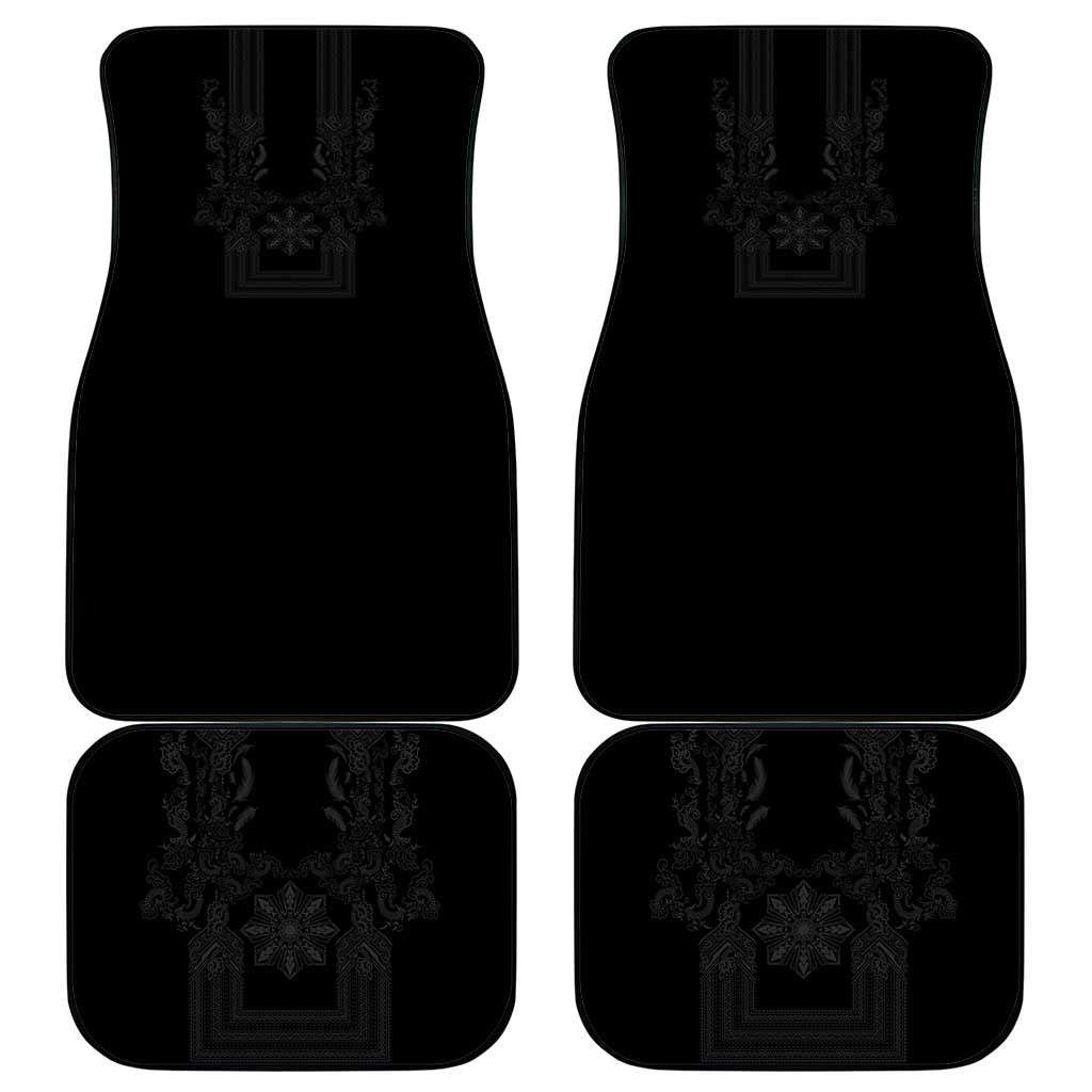 Philippines Barong Style Car Mats with Polynesian Art and Leaf Motif Black Color LT03 - Polynesian Pride