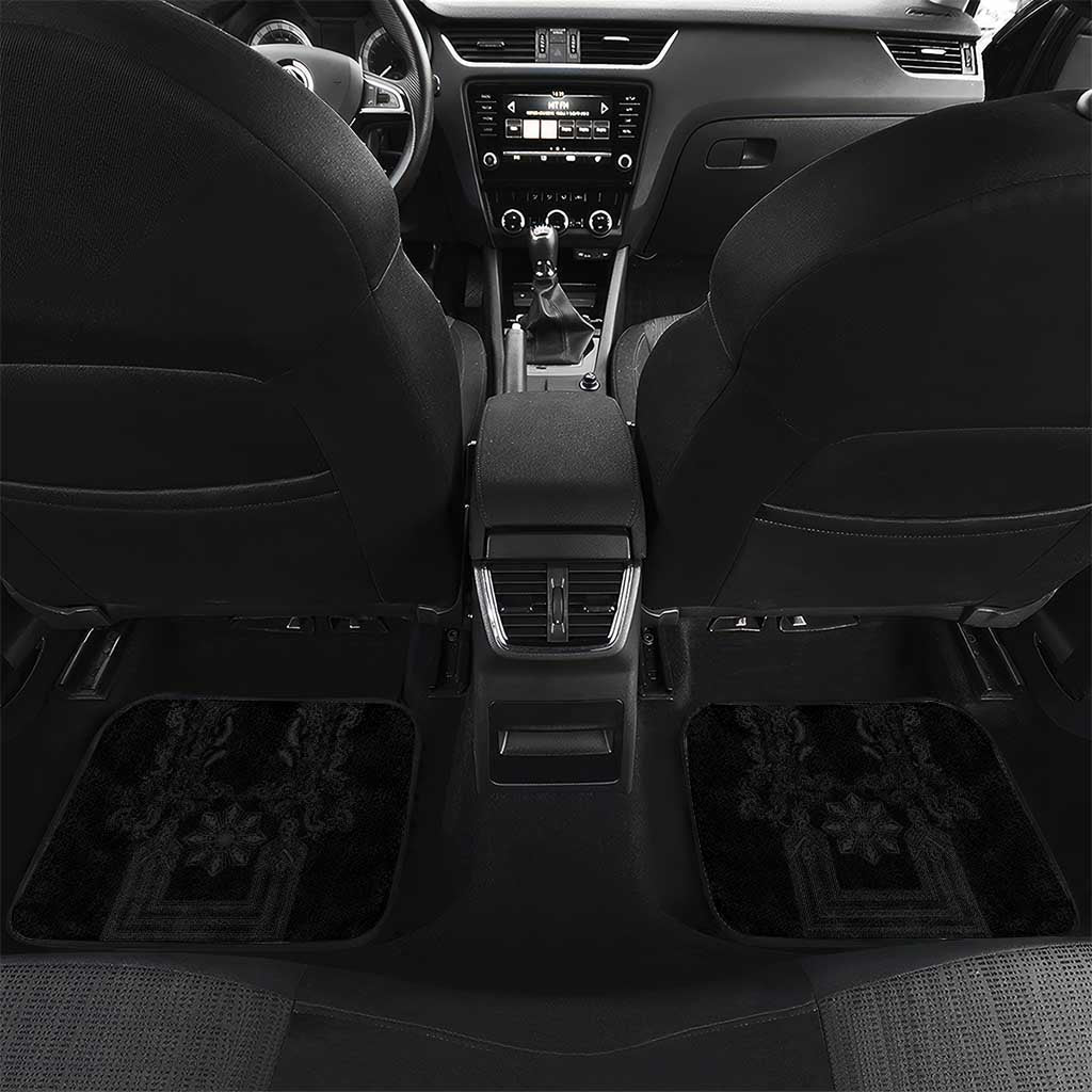 Philippines Barong Style Car Mats with Polynesian Art and Leaf Motif Black Color LT03 Set 2pcs - Back Black - Polynesian Pride