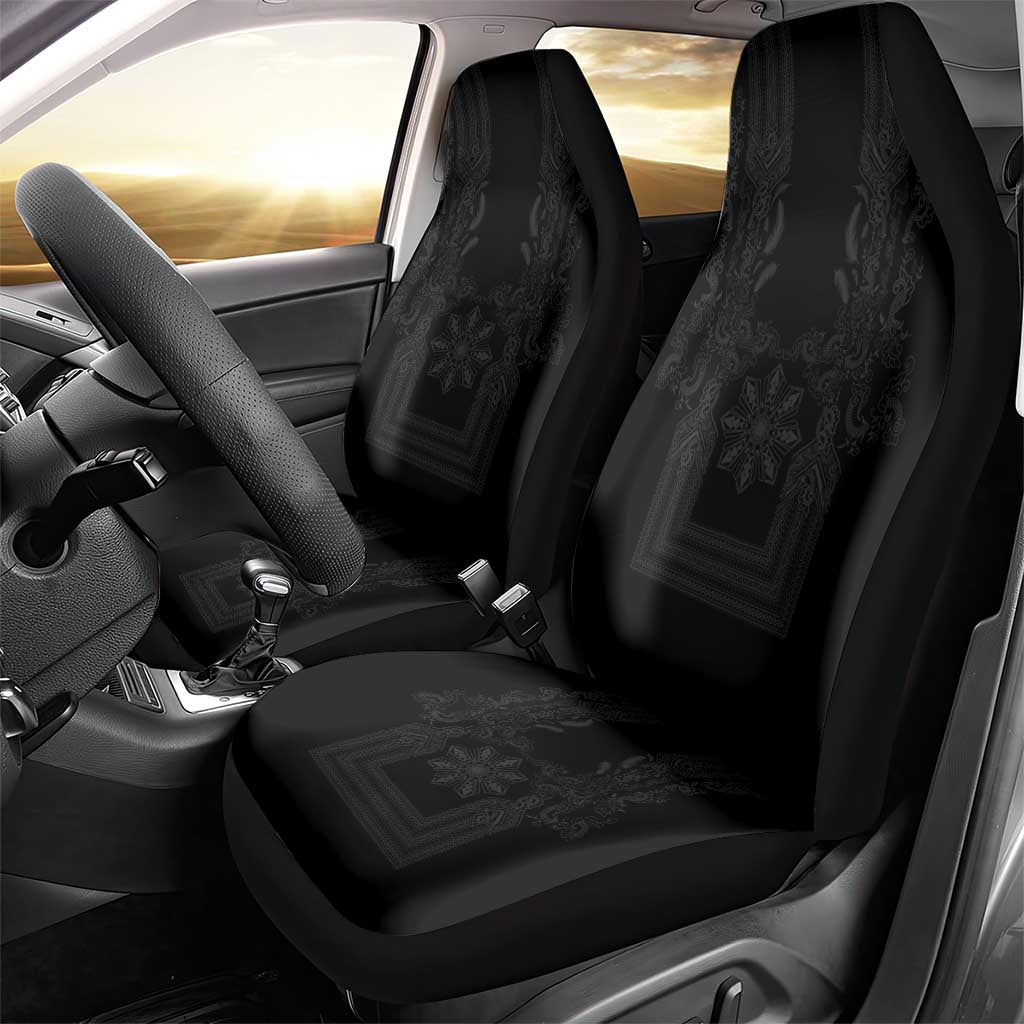 Philippines Barong Style Car Seat Cover with Polynesian Art and Leaf Motif Black Color LT03 - Polynesian Pride