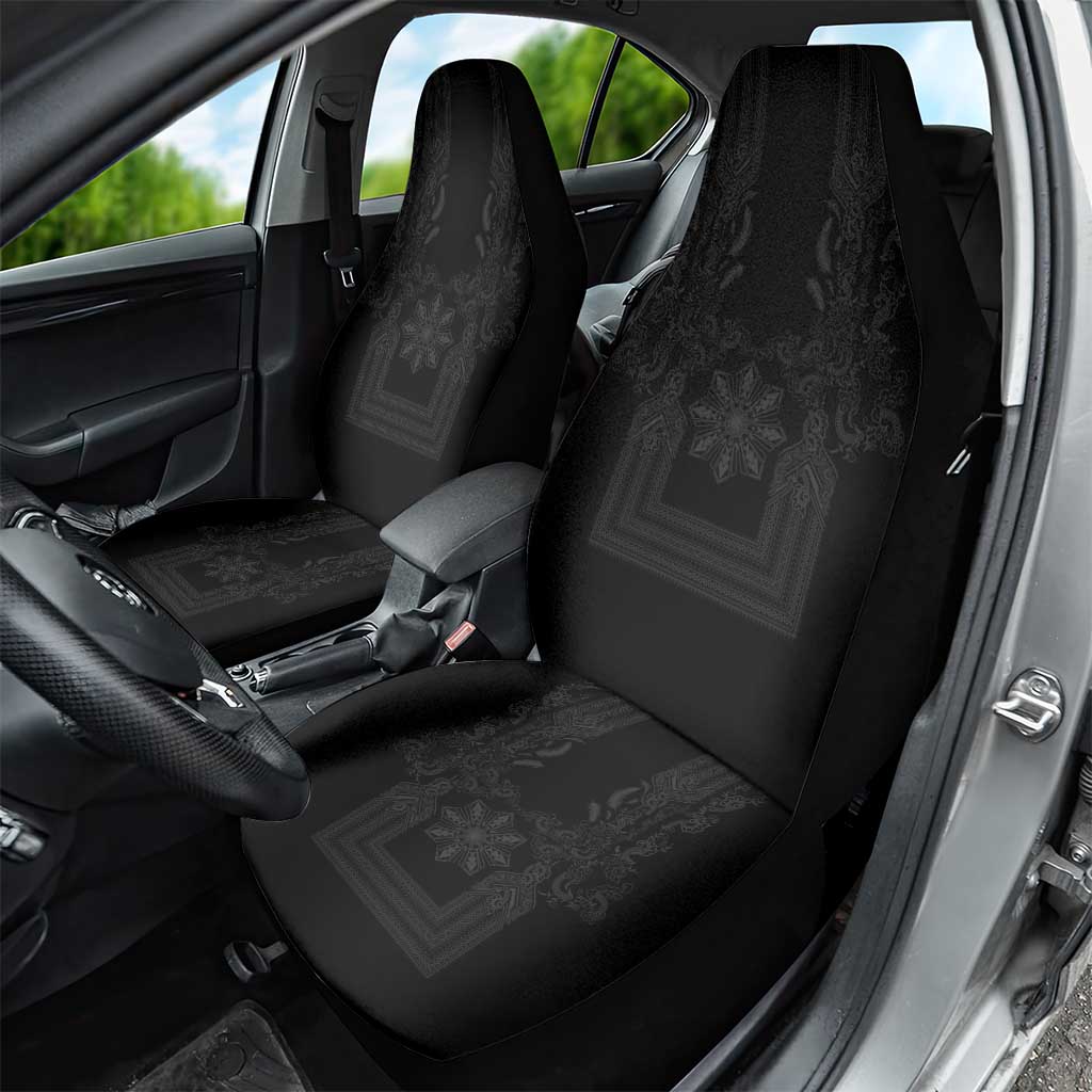 Philippines Barong Style Car Seat Cover with Polynesian Art and Leaf Motif Black Color LT03 - Polynesian Pride