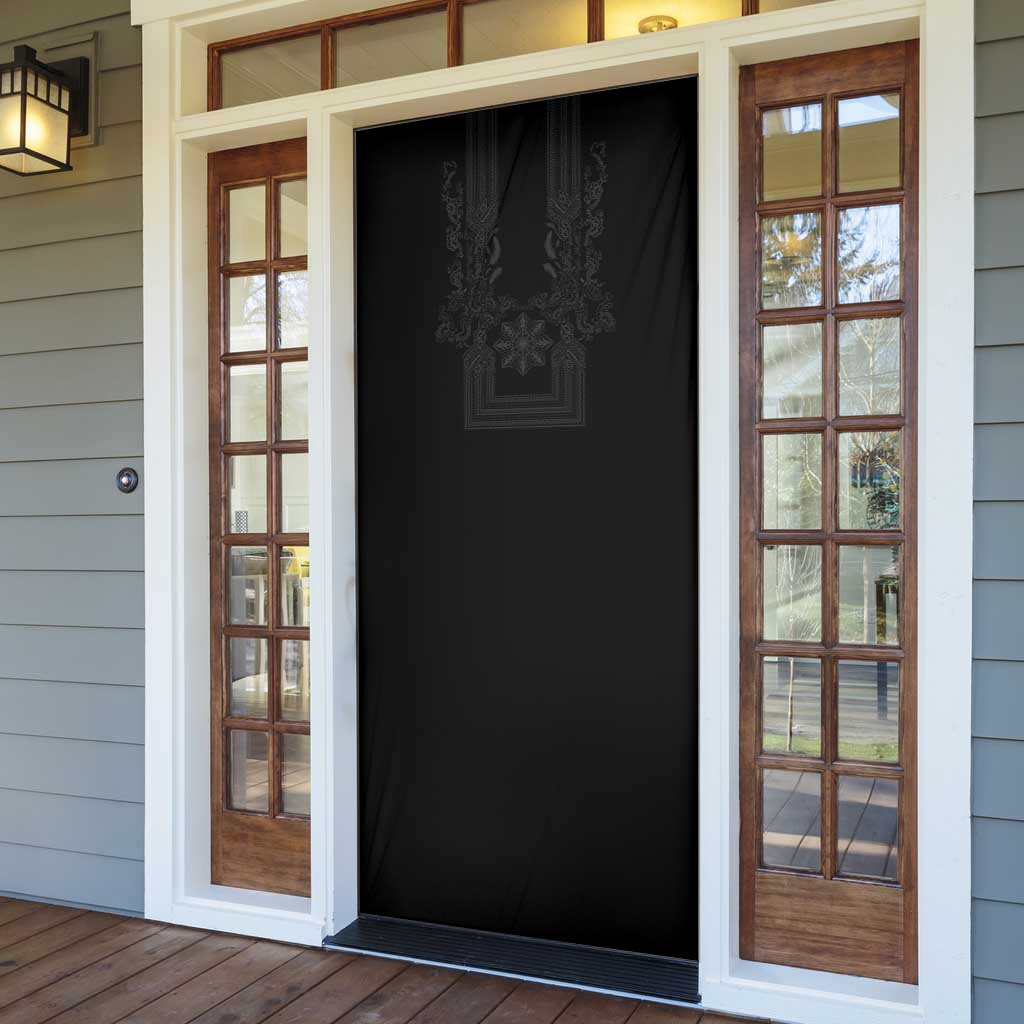 Philippines Barong Style Door Cover with Polynesian Art and Leaf Motif Black Color LT03 - Polynesian Pride