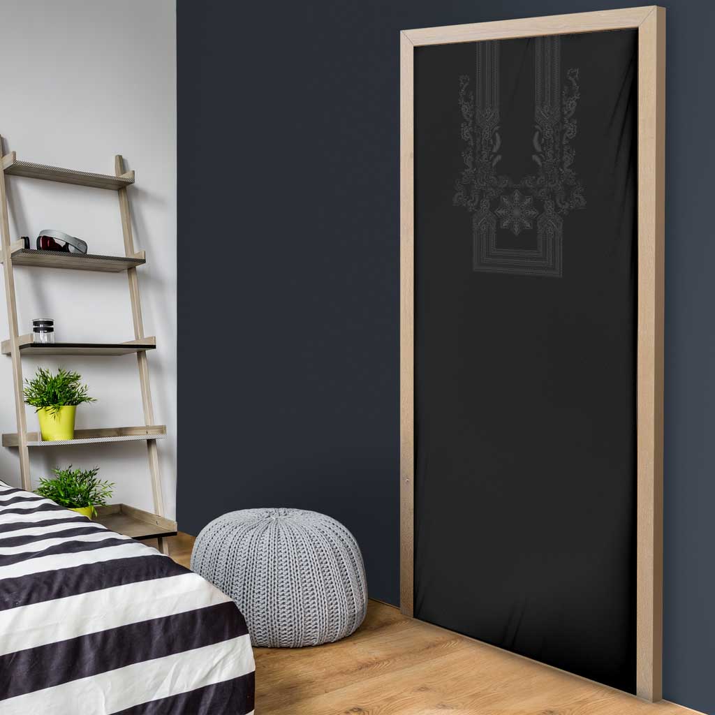 Philippines Barong Style Door Cover with Polynesian Art and Leaf Motif Black Color LT03 - Polynesian Pride