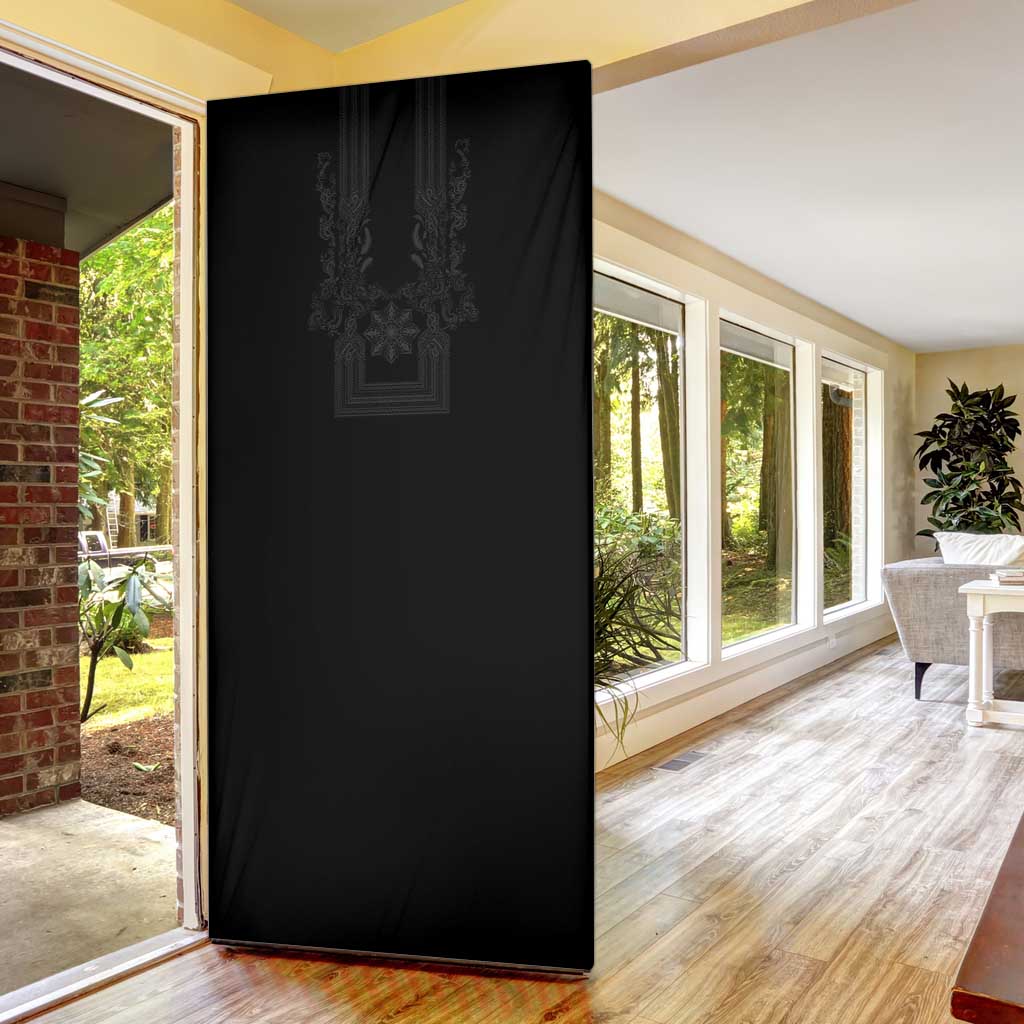 Philippines Barong Style Door Cover with Polynesian Art and Leaf Motif Black Color LT03 - Polynesian Pride