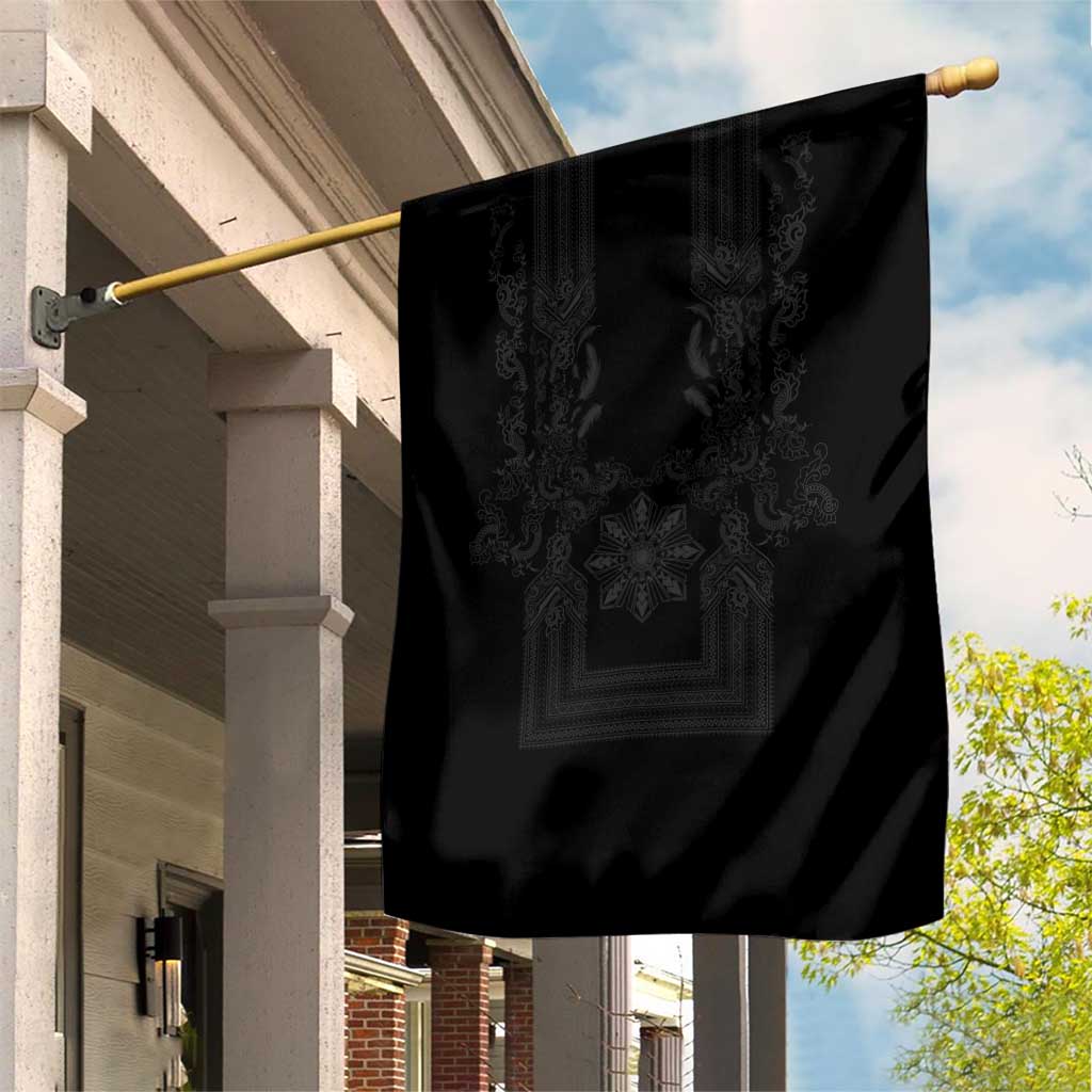Philippines Barong Style Garden Flag with Polynesian Art and Leaf Motif Black Color LT03 House Flag Black - Polynesian Pride