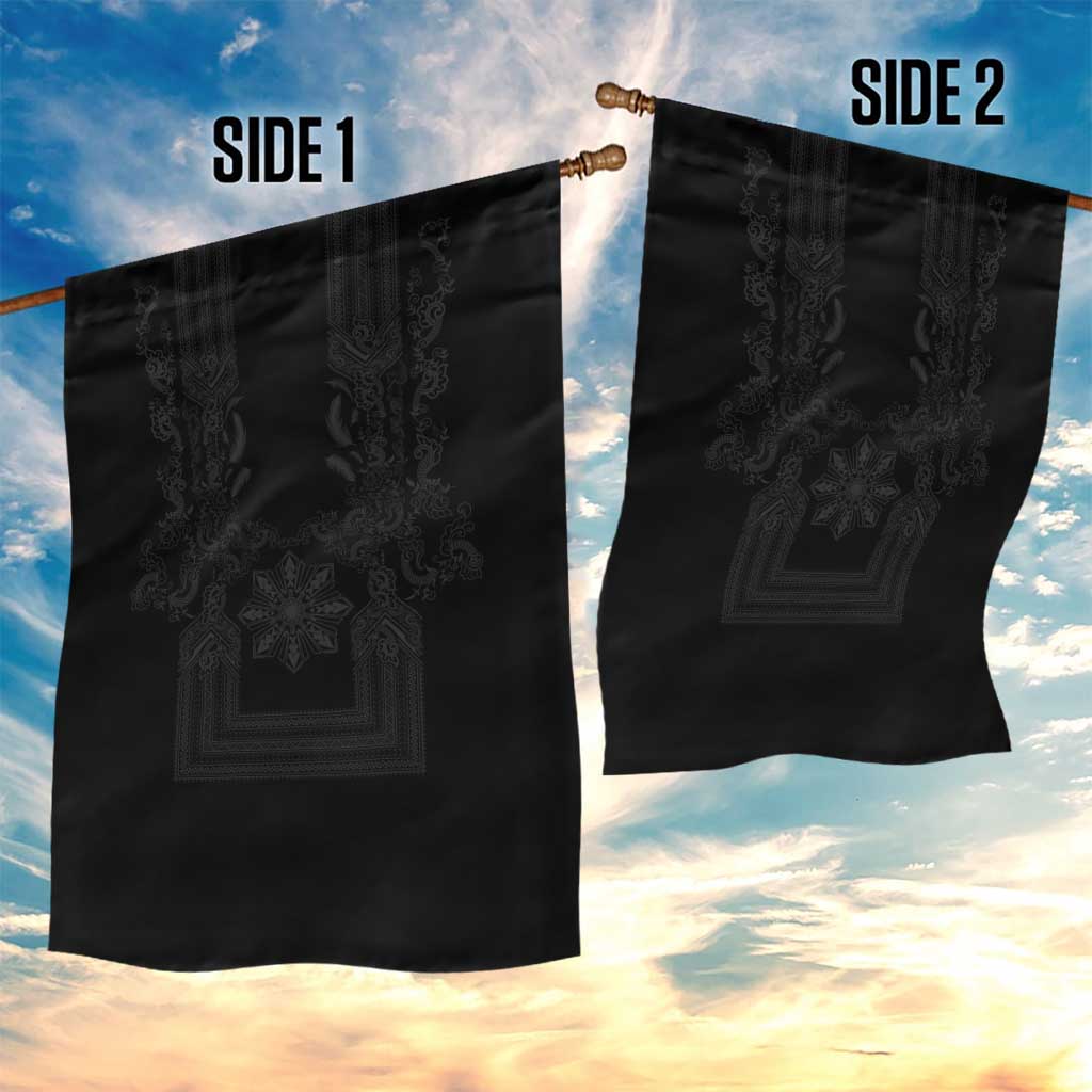 Philippines Barong Style Garden Flag with Polynesian Art and Leaf Motif Black Color LT03 - Polynesian Pride