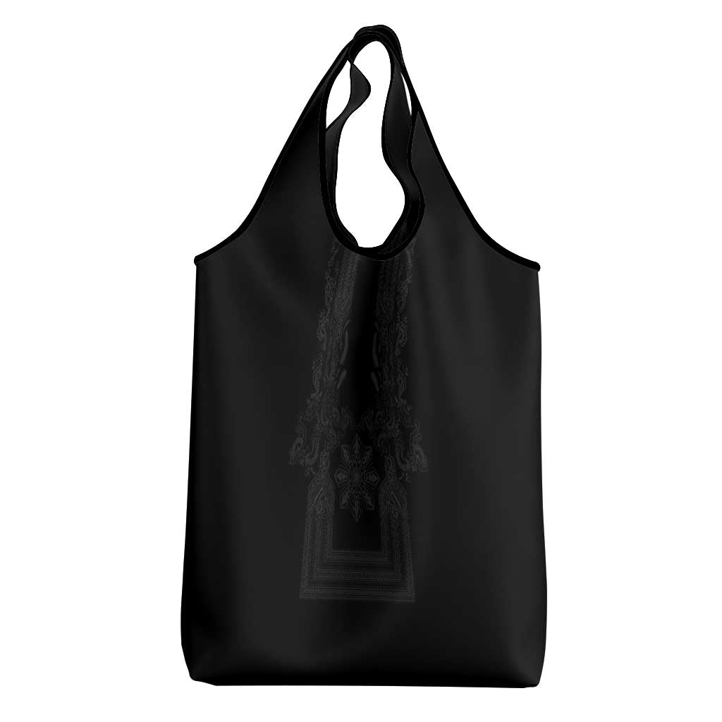 Philippines Barong Style Grocery Bag with Polynesian Art and Leaf Motif Black Color LT03 - Polynesian Pride