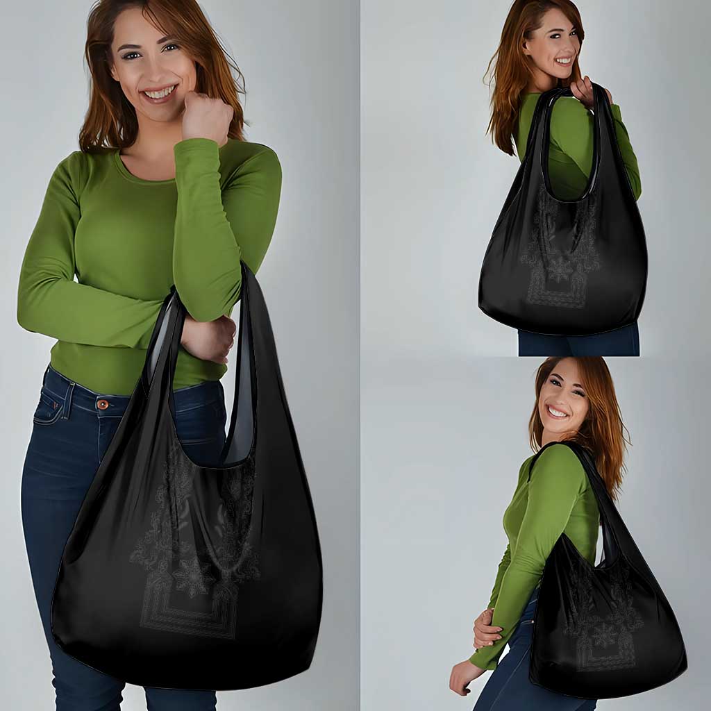 Philippines Barong Style Grocery Bag with Polynesian Art and Leaf Motif Black Color LT03 - Polynesian Pride
