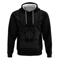 Philippines Barong Style Hoodie with Polynesian Art and Leaf Motif Black Color LT03 Pullover Hoodie Black - Polynesian Pride