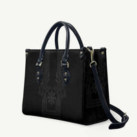 Philippines Barong Style Leather Bag with Polynesian Art and Leaf Motif Black Color LT03 Black - Polynesian Pride