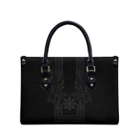 Philippines Barong Style Leather Bag with Polynesian Art and Leaf Motif Black Color LT03 - Polynesian Pride
