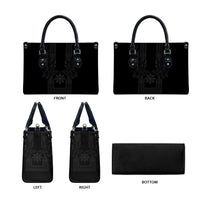 Philippines Barong Style Leather Bag with Polynesian Art and Leaf Motif Black Color LT03 - Polynesian Pride