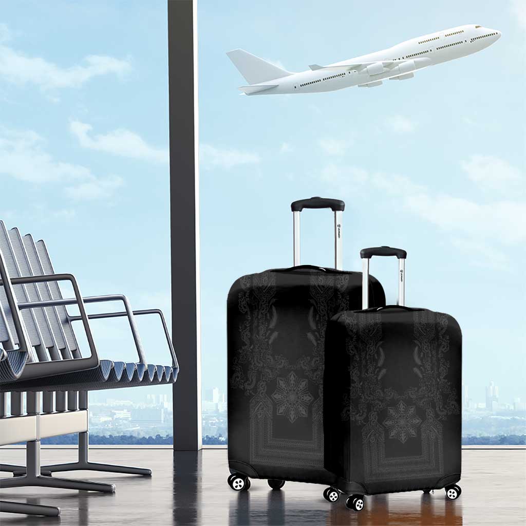 Philippines Barong Style Luggage Cover with Polynesian Art and Leaf Motif Black Color LT03 - Polynesian Pride