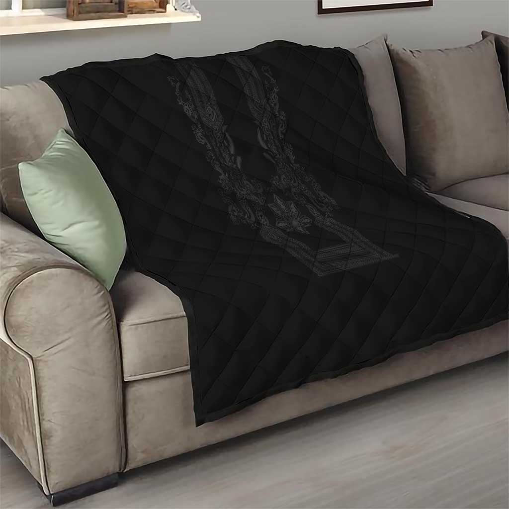 Philippines Barong Style Quilt with Polynesian Art and Leaf Motif Black Color LT03 - Polynesian Pride