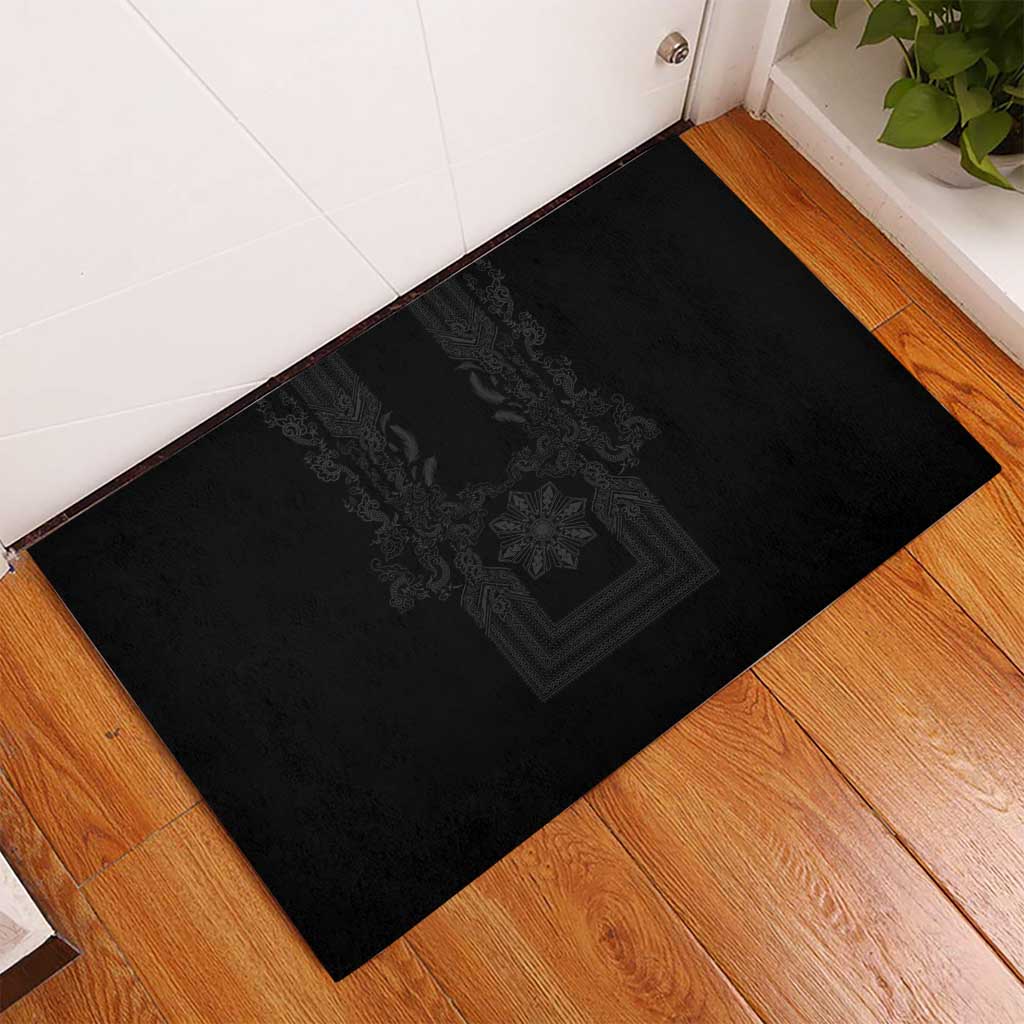 Philippines Barong Style Rubber Doormat with Polynesian Art and Leaf Motif Black Color LT03 - Polynesian Pride